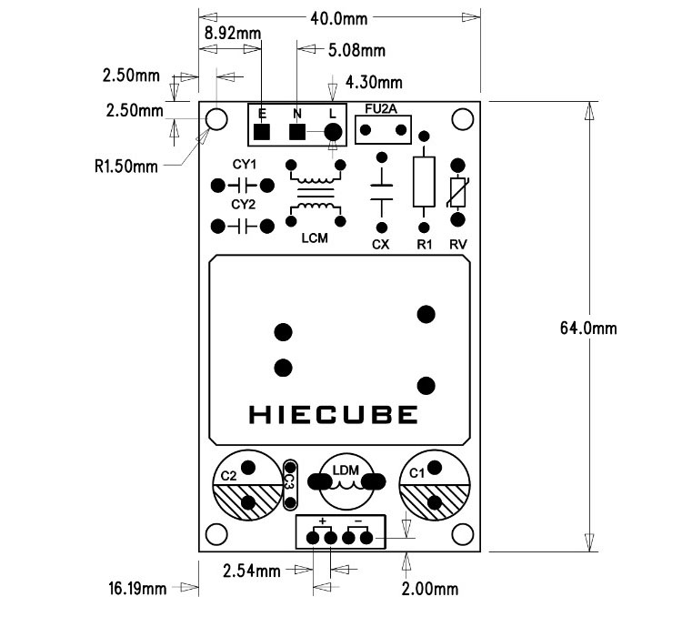 HQ05P10LRN demo板尺寸 HQ05P10LRN demo板尺寸